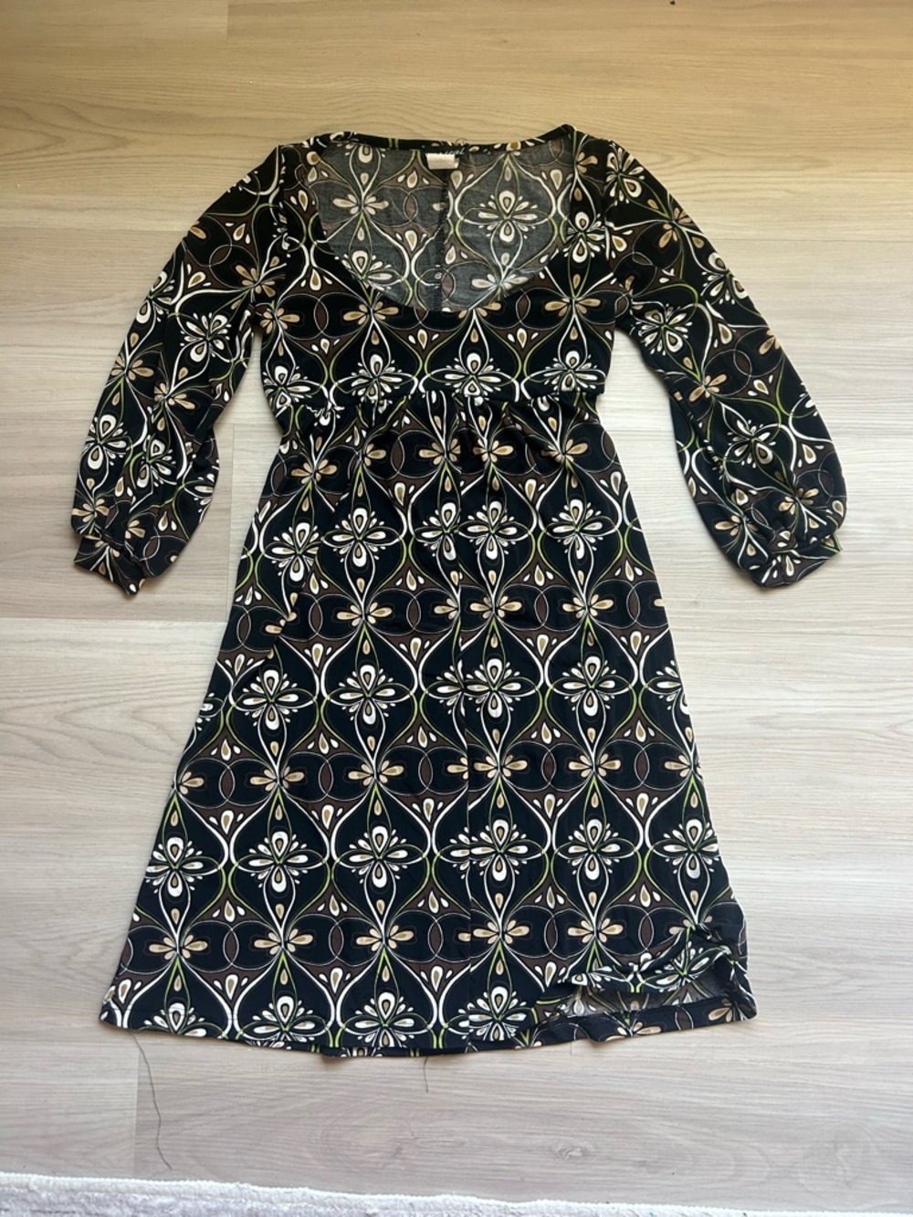 Vintage Wet Seal Y2K Retro Geometric Print Long Sleeve Mini Dress